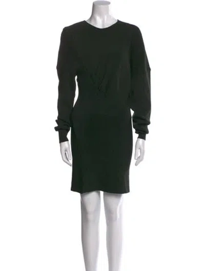 Pre-owned Ganni Crew Neck Mini Dress In Green