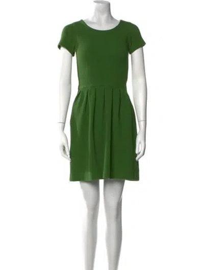 Pre-owned Ganni Crew Neck Mini Dress In Green