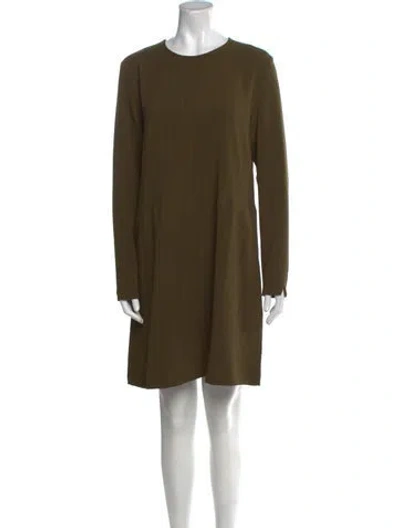 Pre-owned Ganni Crew Neck Mini Dress In Green
