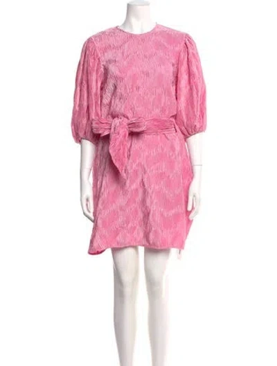 Pre-owned Ganni Crew Neck Mini Dress In Pink