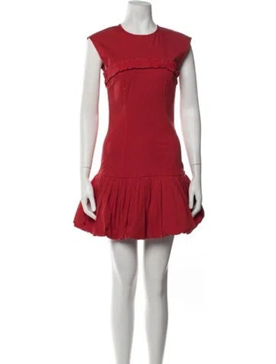 Pre-owned Ganni Crew Neck Mini Dress In Red