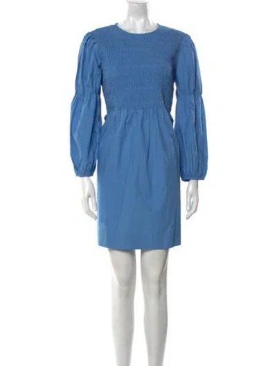 Pre-owned Ganni Crew Neck Mini Dress W/ Tags In Blue