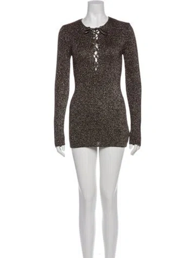 Pre-owned Ganni Crew Neck Mini Dress W/ Tags In Brown
