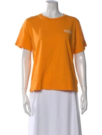 Pre-owned Ganni Crew Neck Short Sleeve T-shirt In Orange