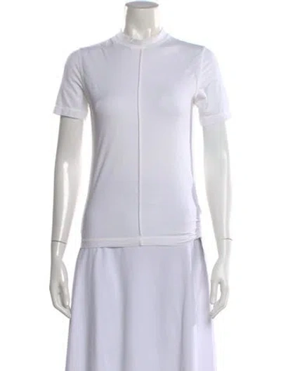 Pre-owned Ganni Crew Neck Short Sleeve T-shirt In White