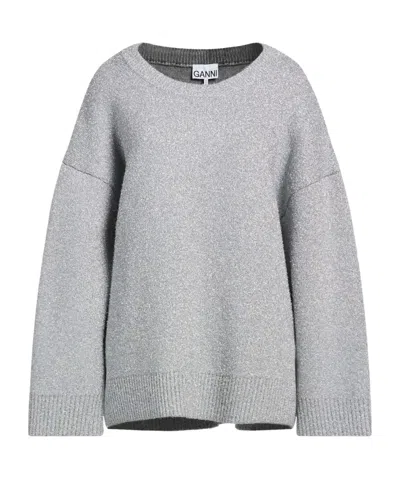 Ganni Crew Neck Sweater In Gray