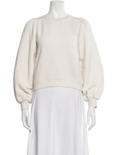 Pre-owned Ganni Crew Neck Sweater In White