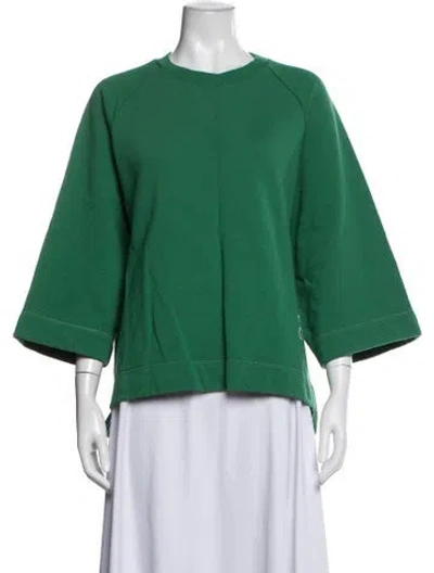 Pre-owned Ganni Crew Neck Three-quarter Sleeve Sweatshirt In Green