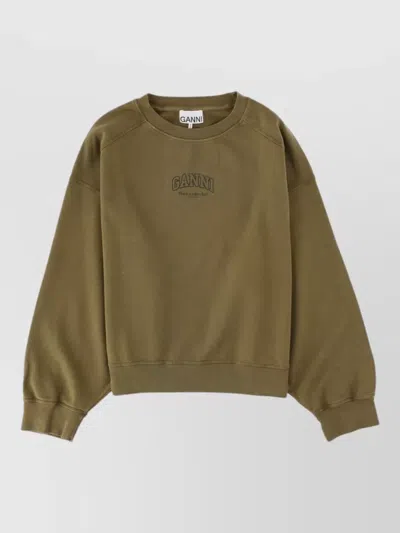 Ganni Logo-print Raglan-sleeve Sweatshirt In Animal Print
