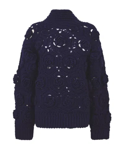 Ganni Crew Sweatshirt In Blue
