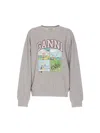 Ganni Oversized Sweatshirt With Playful Graphic Print