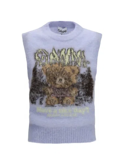Ganni Crew-neck Vest In Purple