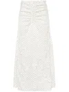 Ganni White Polka Dot Midi Skirt In White