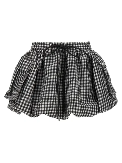 GANNI CRINKLED CHECK MINI BUBBLE SKIRT