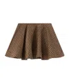 Ganni Crinkled Check Mini Circle Skirt In Brown