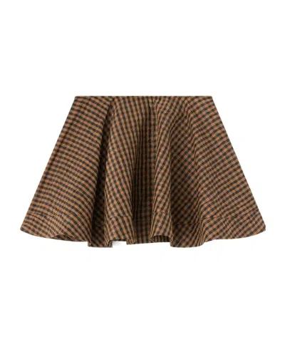 GANNI GANNI CRINKLED CHECK MINI CIRCLE SKIRT