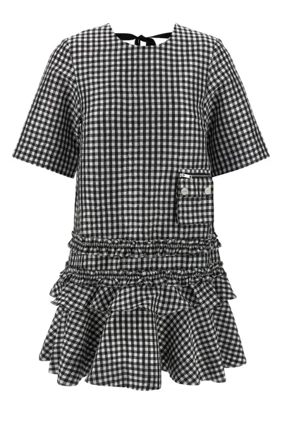 GANNI GANNI 'CRINKLED CHECK MINI' DRESS