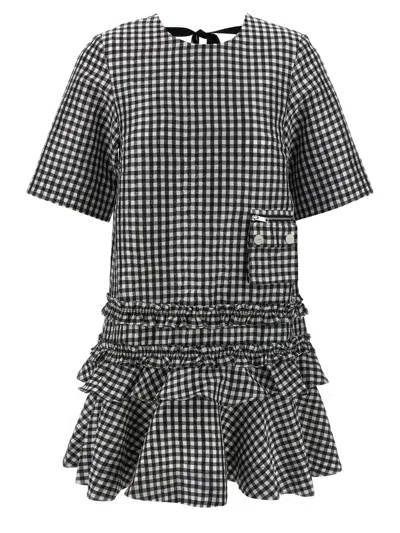 GANNI GANNI 'CRINKLED CHECK MINI' DRESS