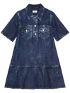 Ganni Crinkled Future Denim Mini Dress In Blue