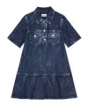 Ganni Crinkled Future Denim Mini Dress In Blue