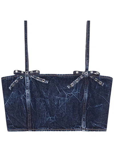 GANNI CRINKLED DENIM TOP