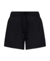Ganni Crinkled Drawstring-detail Shorts In Black