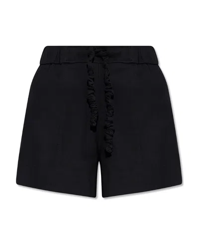 Ganni Crinkled Drawstring-detail Shorts In Black