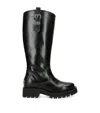 Ganni Crinkled Faux Leather Boots In Black