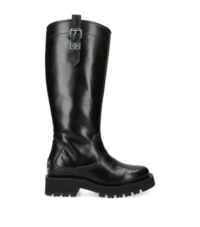 Ganni Crinkled Faux Leather Boots In Black