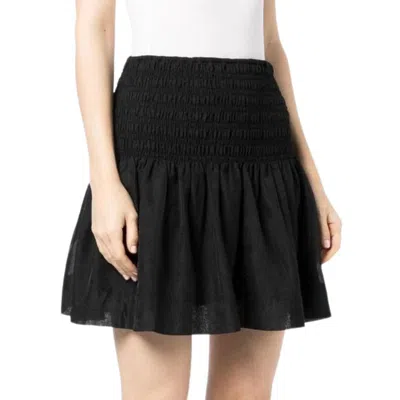 Ganni Crinkled Georgette Smocked Mini Skirt In Black
