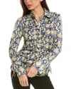 Ganni Fitted Button-front Crinkled Satin Shirt In Blue