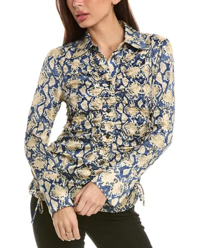 GANNI GANNI CRINKLED SATIN FITTED SHIRT