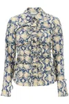Ganni Fitted Button-front Crinkled Satin Shirt In Safari (yellow)