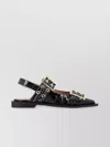 Ganni Crocodile Effect Bucked Ballerina Shoes In Black