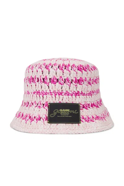 Ganni Crochet Bucket Hat In Multi