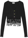 Ganni Black Shiny Viscose Crochet Cardigan
