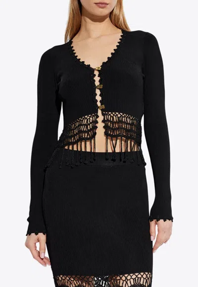 Ganni Crochet Fringed Cardigan