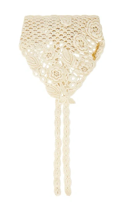Ganni Crochet Head Scarf In Neutral