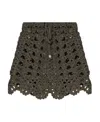 Ganni Crochet Cotton-blend Miniskirt In Black