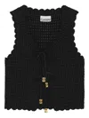 Ganni Womens Black Textured-knit Open-front Knitted Cotton And Cashmere Top Xs In Black