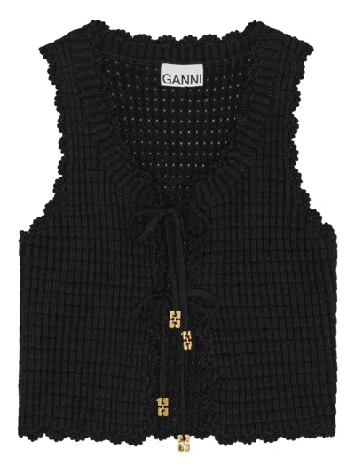 GANNI CROCHET-KNIT TOP