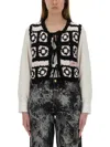 Ganni Women Crochet Knit Vest In Multicolour