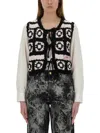 Ganni Women Crochet Knit Vest In Multicolour