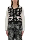 Ganni Women Crochet Knit Vest In Multicolour