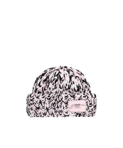 Ganni Crochet-knit Wool Beanie In White