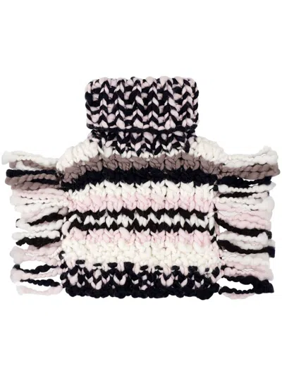 Ganni Crochet-knit Wool Neck Warmer In Pink