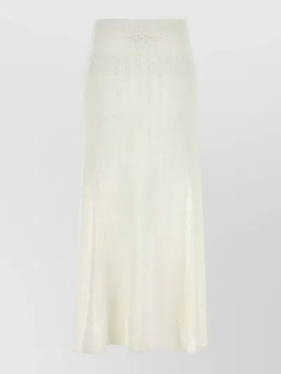 Ganni Crochet Lace Maxi Skirt Sheer Design In White