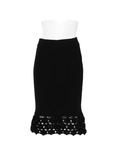 Ganni Crochet Long Skirt In Black