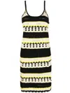 Ganni Crochet Cover Up Slip Dress Golden Kiwi Xl In Black