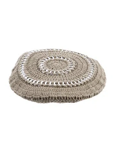 Pre-owned Ganni Crochet Pattern Beret Hat In Multi